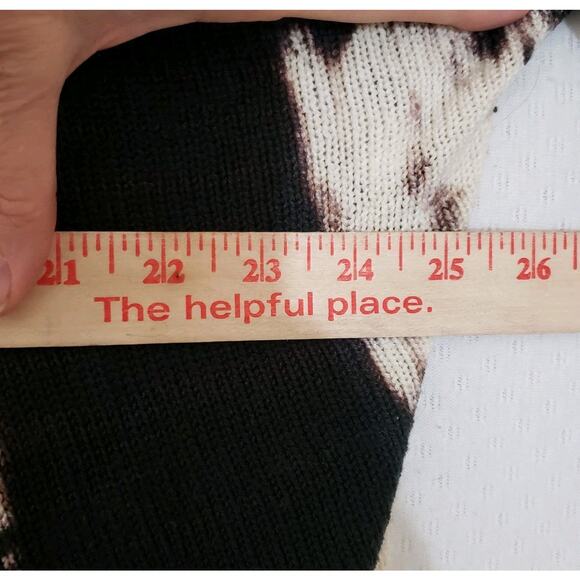 Krista Larson Black & White Hand Dyes Open Cardigan Loose Knit. OS. Asymmetrical - Picture 13 of 16